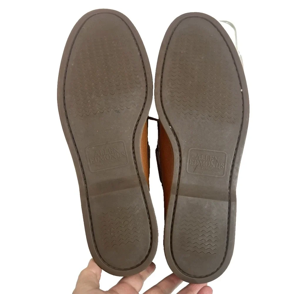 Allen Edmonds Tan Leather Deck Boat Shoes 2 Eye Mens Size 10.5 D Force 10 Casual